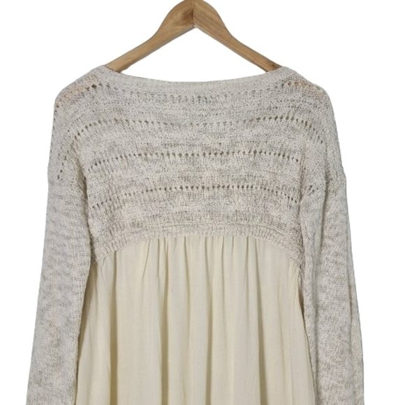 LUCKY BRAND Cream Open Weave Knit Long Sleeve Cotton Sweater Women's Size S - Picture 3 of 13